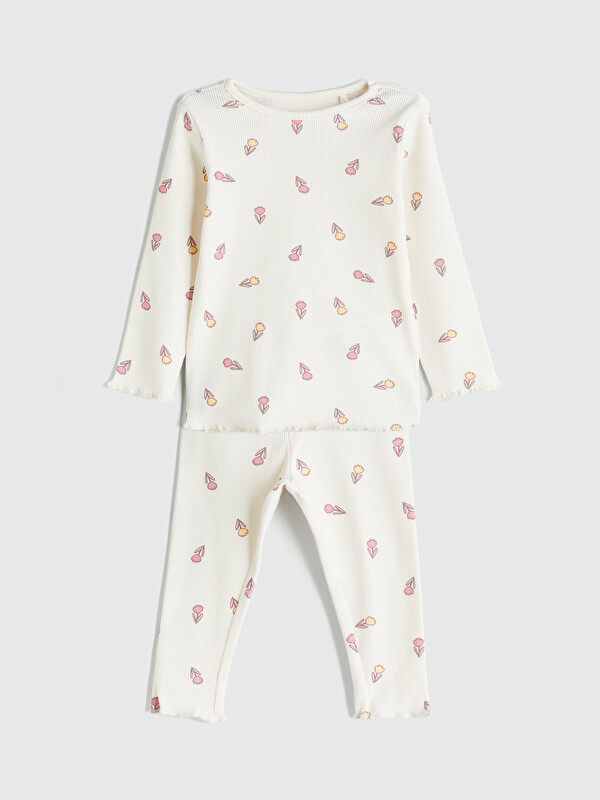 LCW baby Çiçekli Kız Bebek Pijama Takımı