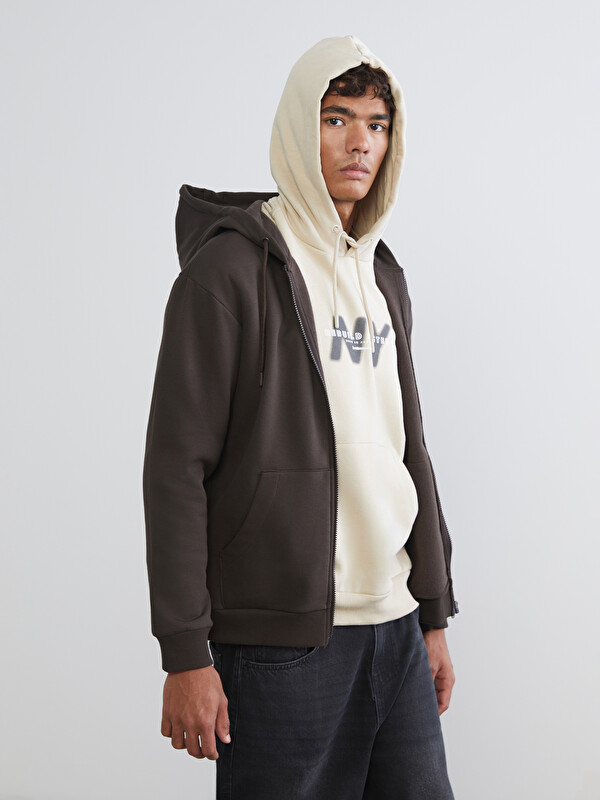 XSIDE Kapüşonlu Erkek Fermuarlı Sweatshirt