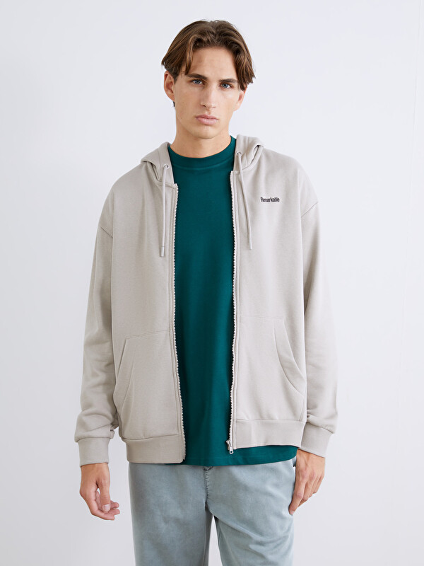 XSIDE Kapüşonlu Erkek Fermuarlı Sweatshirt