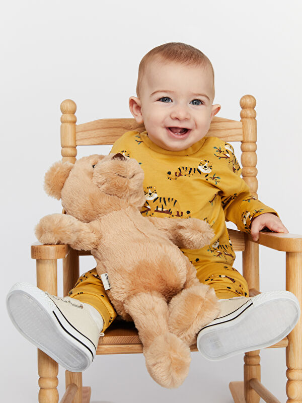 LCW baby Bisiklet Yaka Baskılı Erkek Bebek Pijama Takımı
