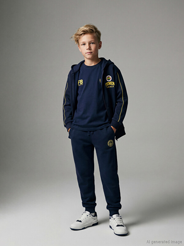 LCW Kids Beli Lastikli Fenerbahçe Baskılı Erkek Çocuk Jogger Eşofman Altı