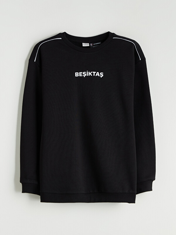 LCW Kids Bisiklet Yaka Erkek Çocuk Beşiktaş Baskılı Sweatshirt
