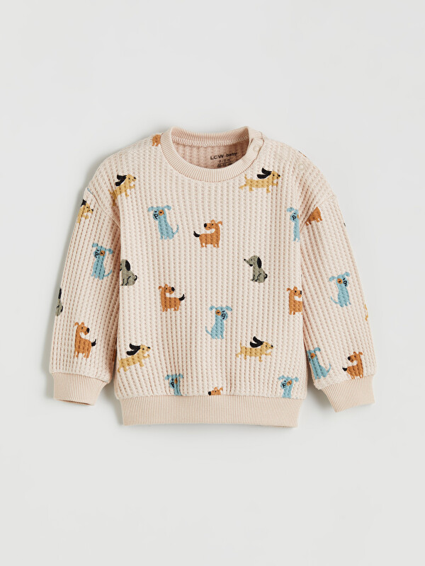 LCW baby Bisiklet Yaka Baskılı Erkek Bebek Sweatshirt