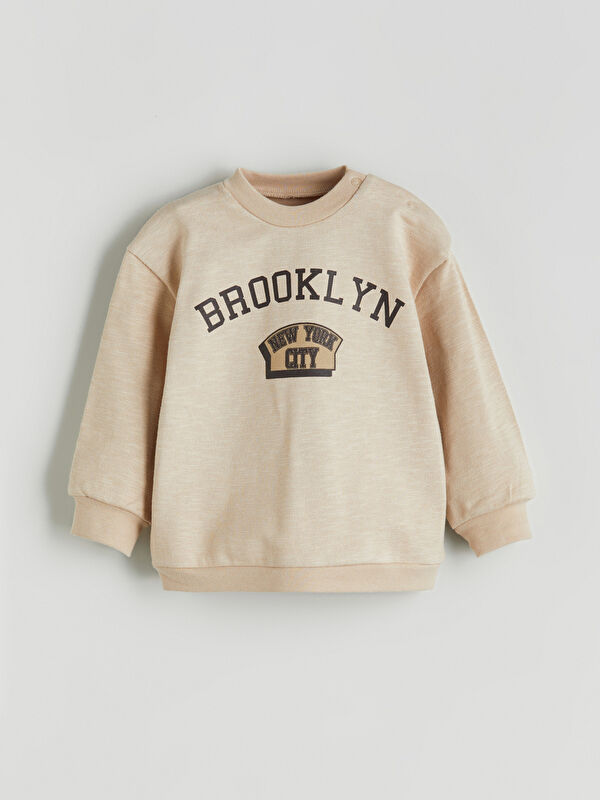 LCW baby Bisiklet Yaka Baskılı Erkek Bebek Sweatshirt