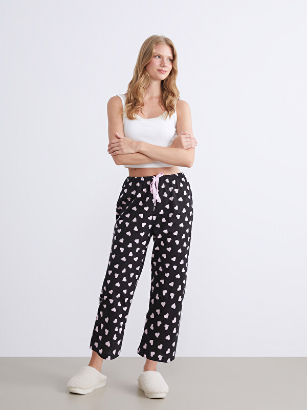 LCW DREAM Beli Lastikli Baskılı Kadın Kapri Pijama Altı