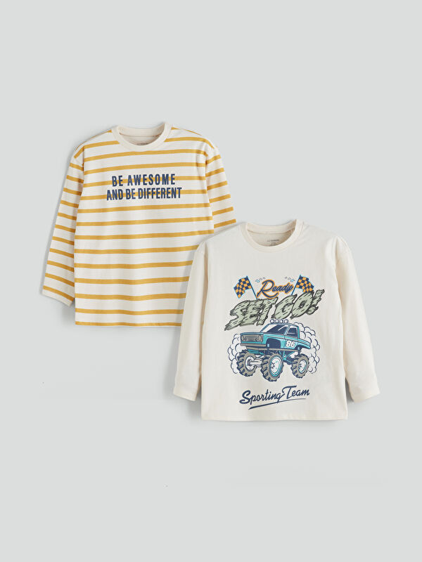 LCW Kids Crew Neck Printed Boys' T-Shirt 2 Pack