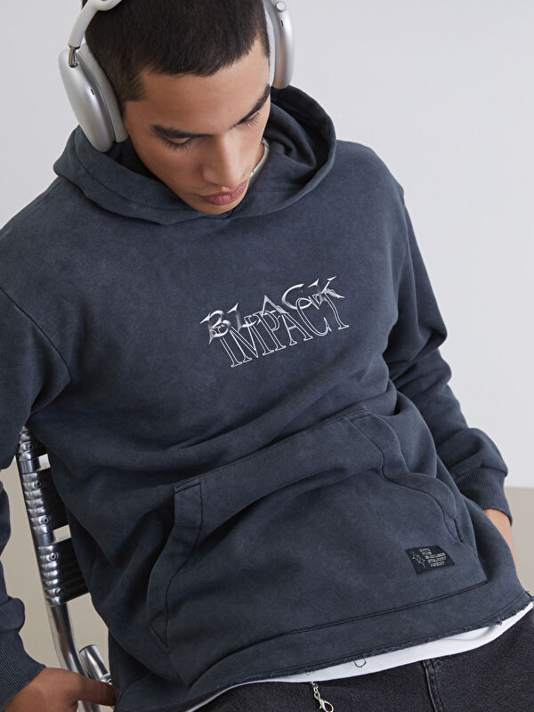 XSIDE Baskılı Erkek Kalın Hoodie