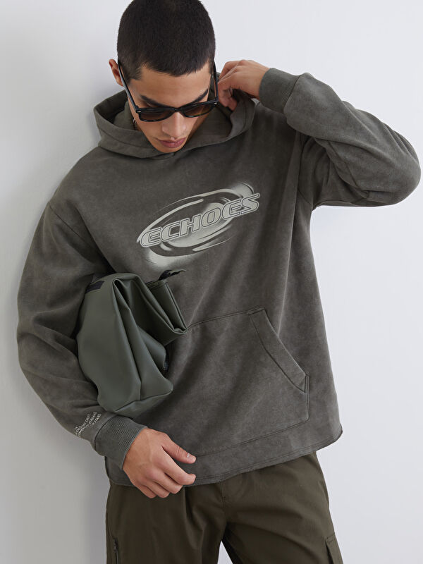 XSIDE Baskılı Erkek Kalın Hoodie