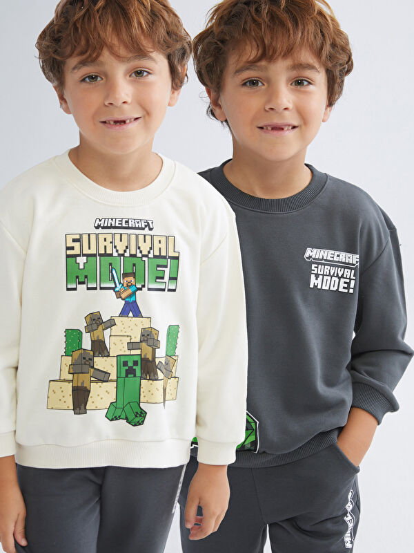 LCW Kids Minecraft ნაბეჭდი ბიჭებისთვის თბილი ზედა 2 შეკვრა