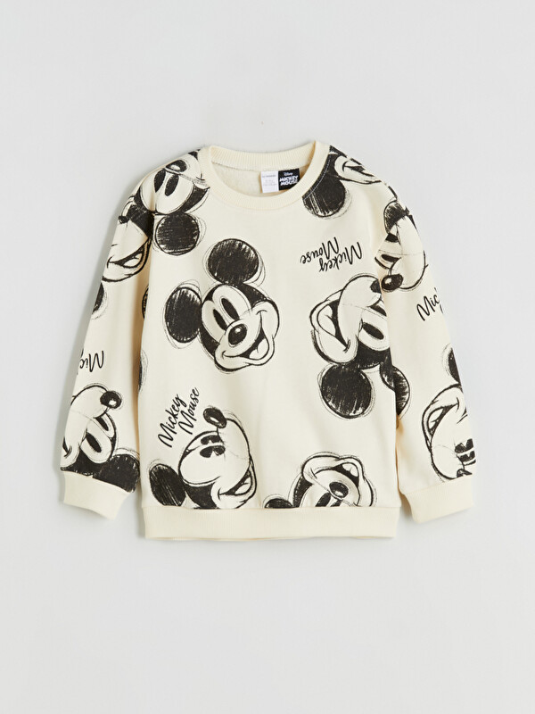 LCW Kids Bisiklet Yaka Mickey Mouse Baskılı Erkek Çocuk Sweatshirt