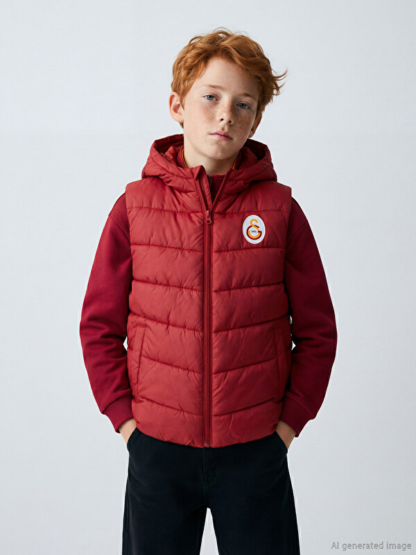 LCW Kids Kapüşonlu Galatasaray Baskılı Erkek Çocuk Şişme Yelek