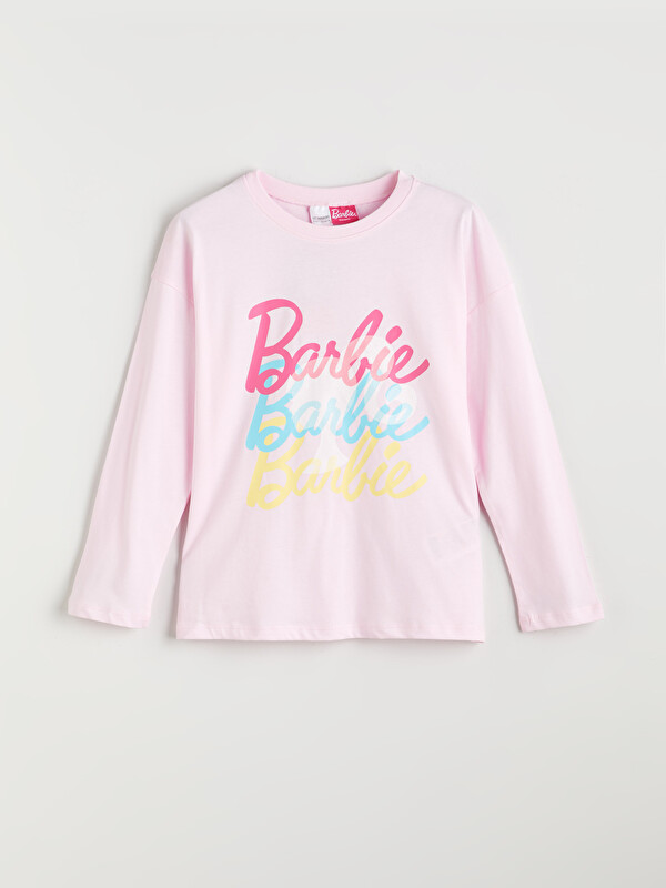 LCW DREAM Bisiklet Yaka Barbie Baskılı Kız Çocuk Pijama Üst