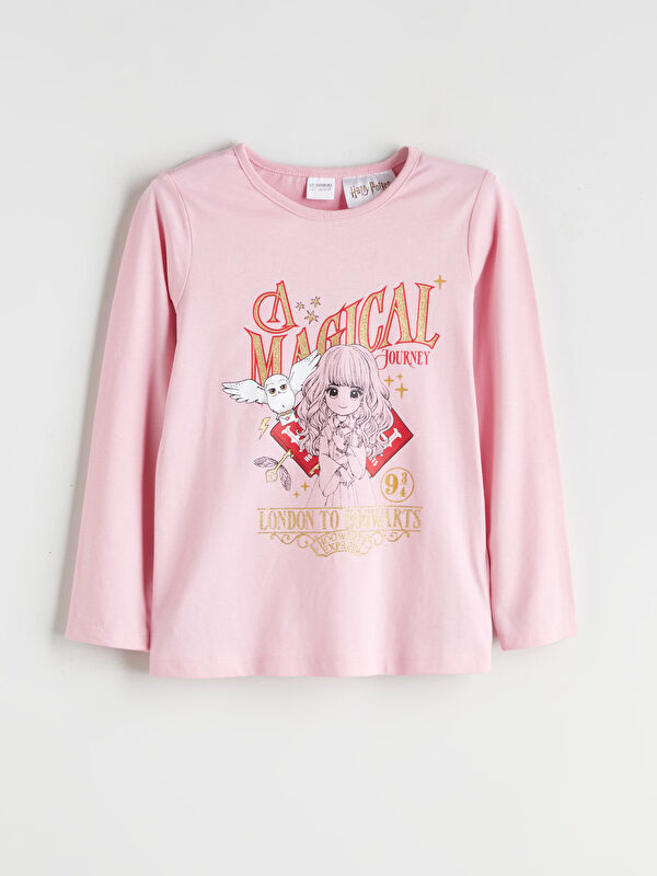 LCW Kids Bisiklet Yaka Harry Potter Baskılı Kız Çocuk Pijama Üst