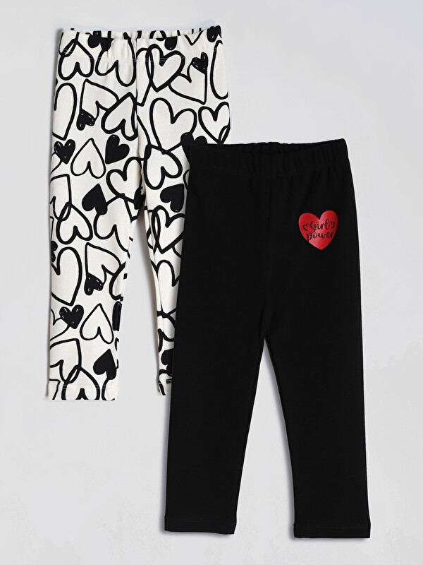 LCW Kids Leggings Fille Imprimé Taille Élastiquée Lot de 2