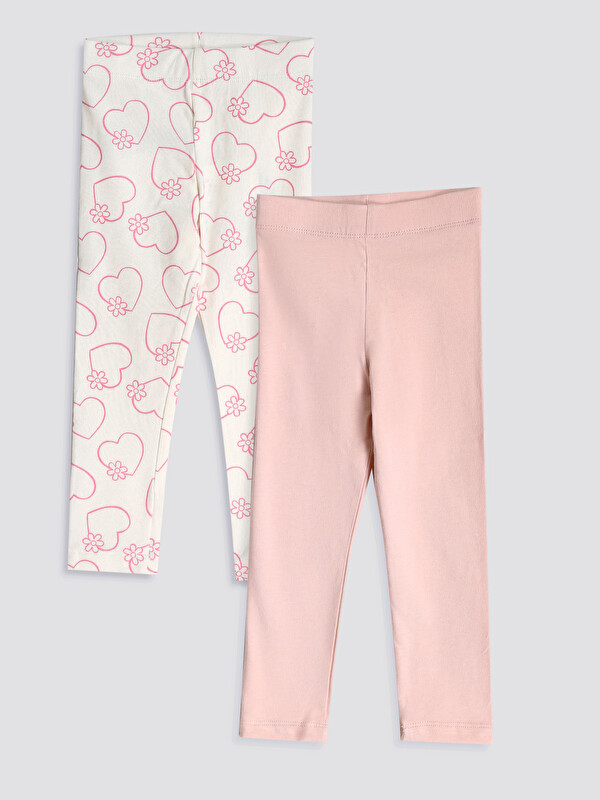 LCW Kids Leggings Fille Imprimé Taille Élastiquée Lot de 2