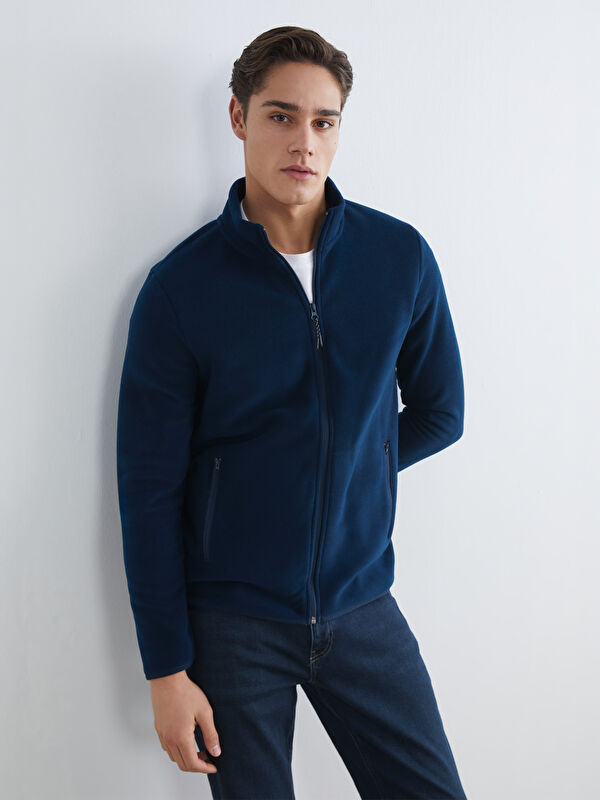 LCWAIKIKI Classic Dik Yaka Uzun Kollu Polar Erkek Fermuarlı Sweatshirt