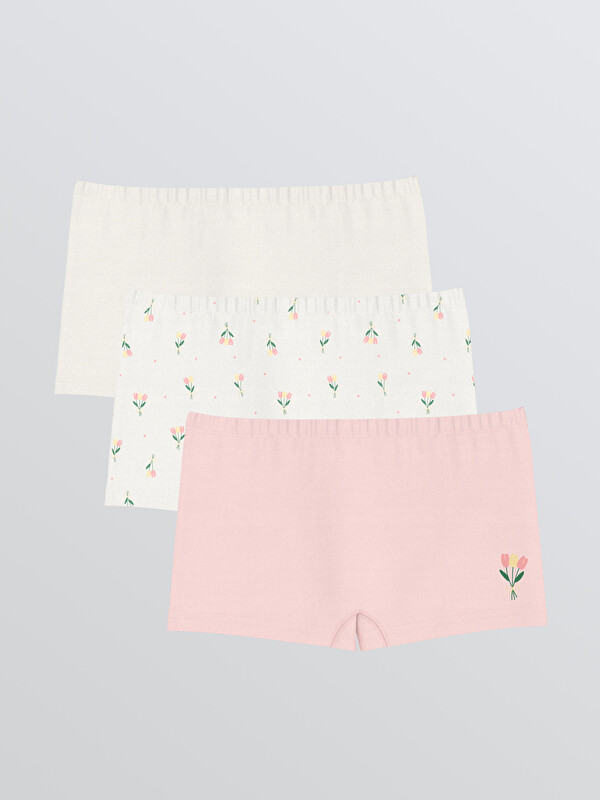 LCW Kids سراويل بوكسر مُزهر للبنات - ٣ قطع