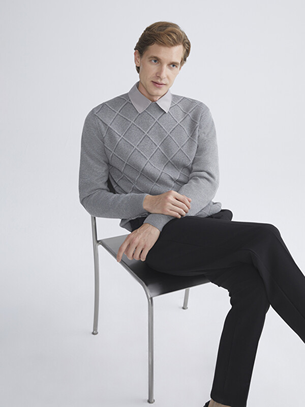 LCWAIKIKI Classic Argyle Patterned Men's Knit Sweater
