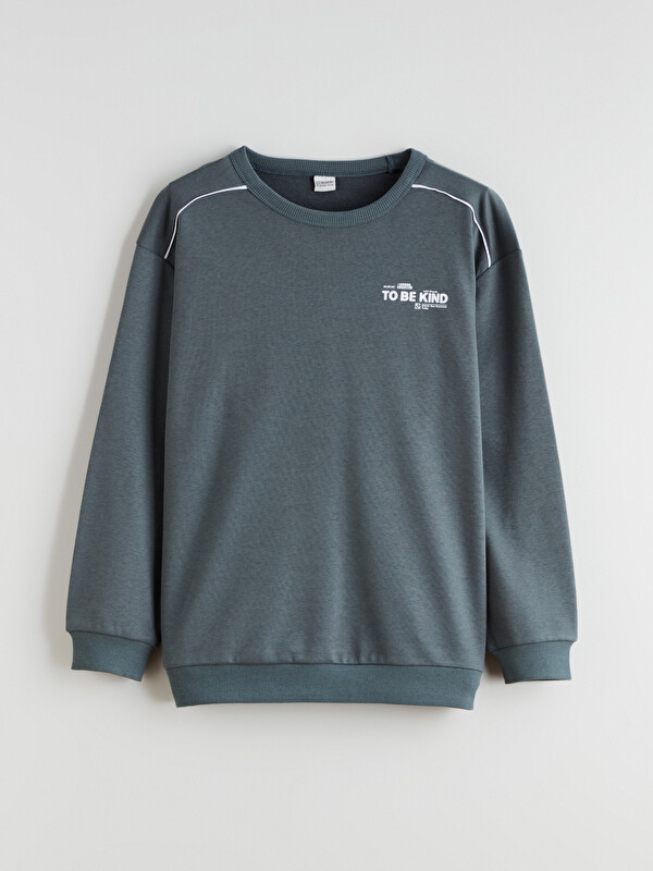 LCW Kids Bisiklet Yaka Baskılı Erkek Çocuk Sweatshirt