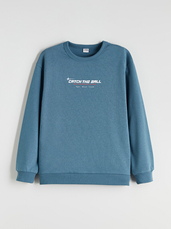 LCW Kids Bisiklet Yaka Baskılı Erkek Çocuk Sweatshirt