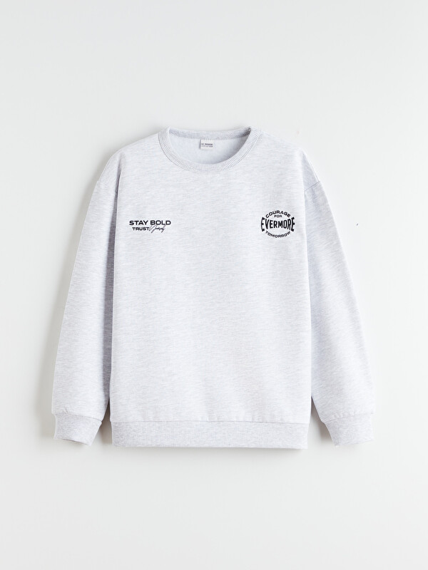 LCW Kids Bisiklet Yaka Baskılı Erkek Çocuk Sweatshirt