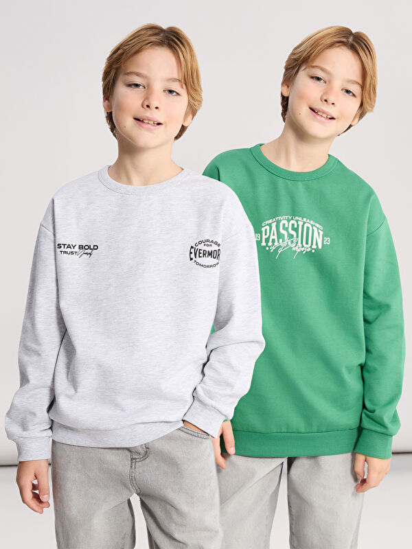 LCW Kids Bisiklet Yaka Erkek Çocuk Sweatshirt 2'li