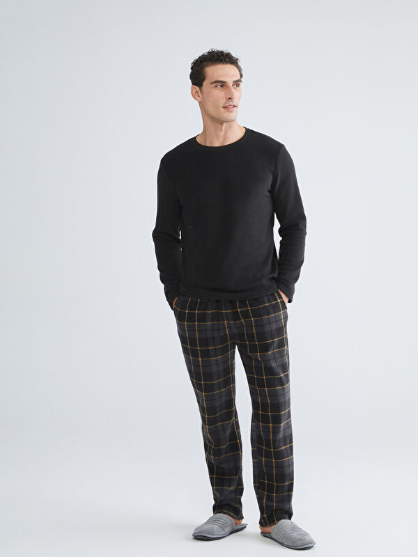 LC WAIKIKI Standard Pattern Plaid Fleece Men's Pajamas Set