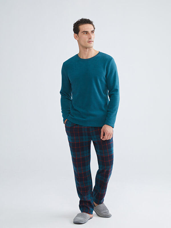 LC WAIKIKI Standart Kalıp Ekose Polar Erkek Pijama Takımı