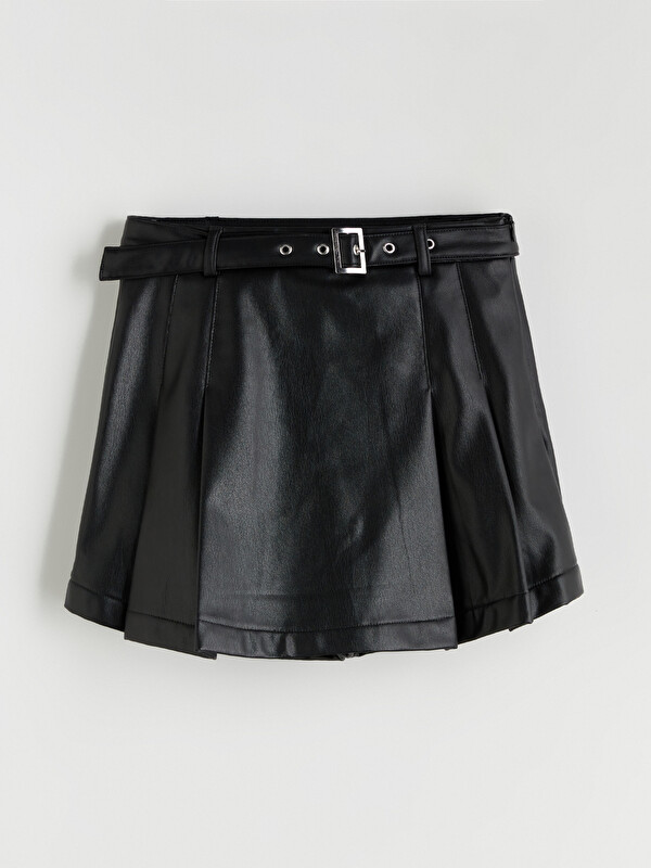 LCW Kids Faux Leather Girls' Skort