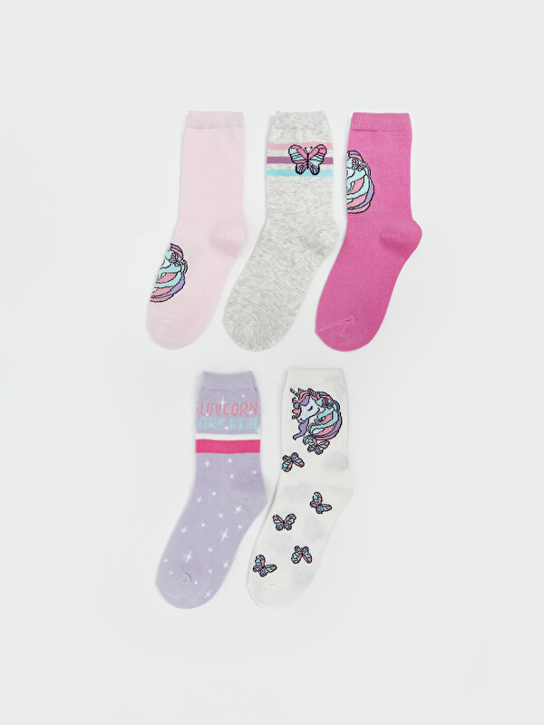 LCW Kids Patterned Girls' Ankle Socks 5 Pack