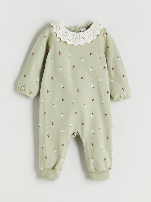 LCW baby Bisiklet Yaka Kız Bebek 2 İplik Tulum