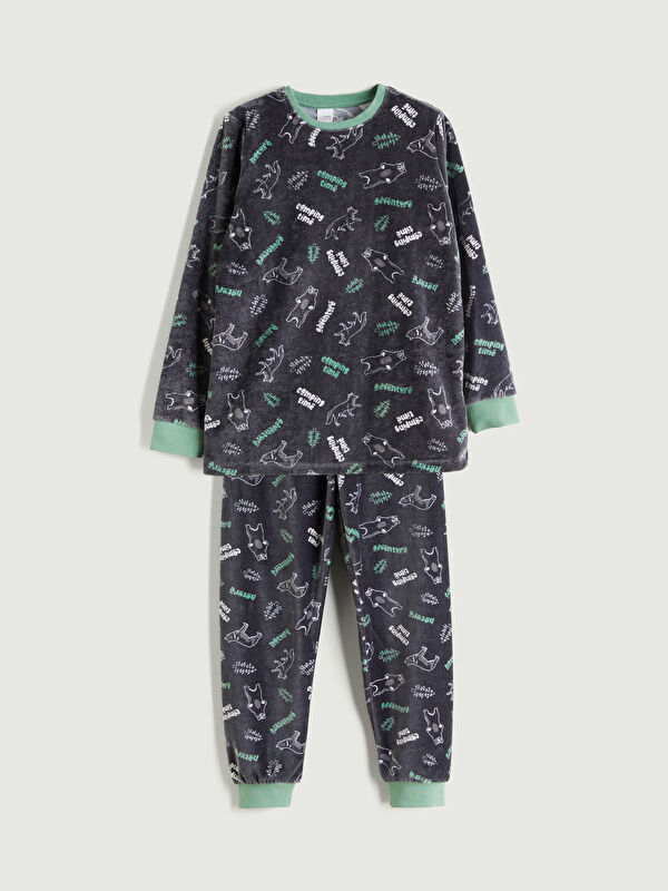 LCW Kids Gri Bisiklet Yaka Erkek Çocuk Pijama Takımı - W5AP51Z4