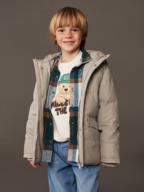 LCW Kids Hooded Fleece Lined Boys' Puffer Coat
