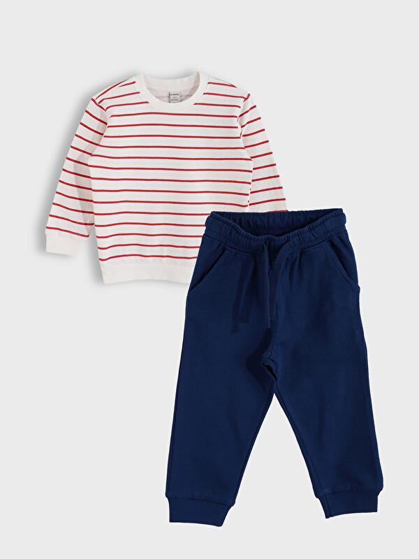 LCW Kids Striped Boys' Sweatshirt and Sweatpants 2 Pack