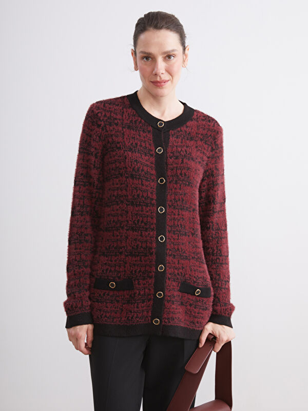 LCW Grace Crew Neck Patterned Women's Knitwear Cardigan
