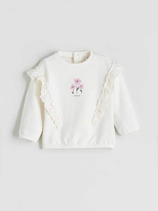 LCW baby Kız Bebek Fırfırlı Sweatshirt