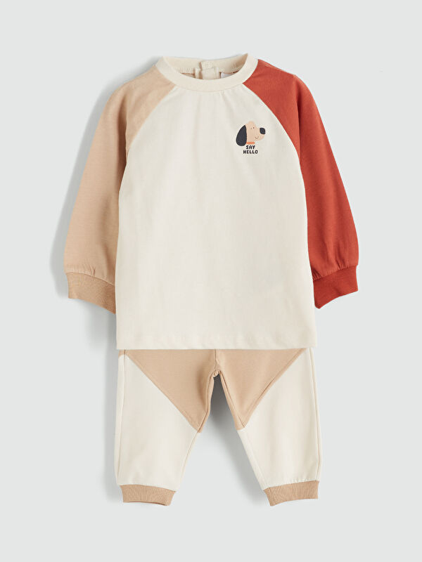 LCW baby سێتی سوێت‌شێرت و پانتۆڵی منداڵی کوڕ چاپکراو (٢ دانە پێکەوە)