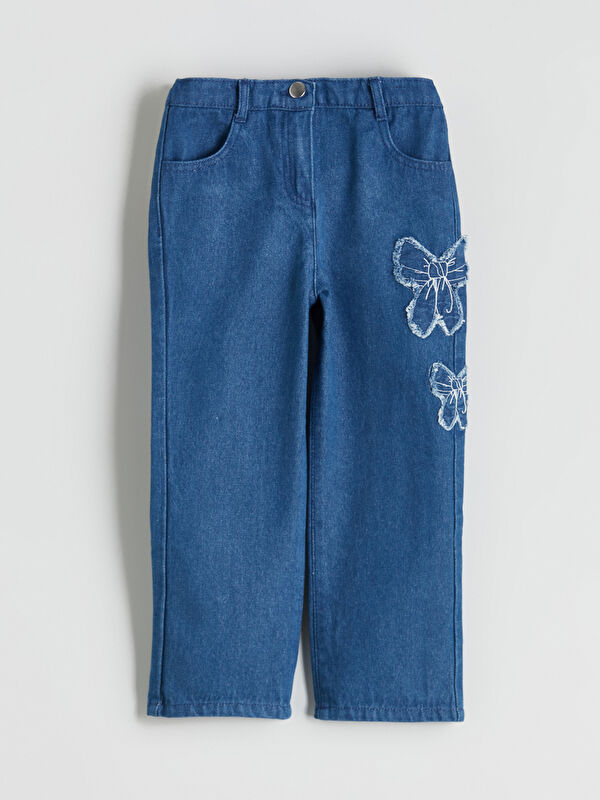 LCW Kids Elasticated Waist Bow Embroidered Girls Jeans