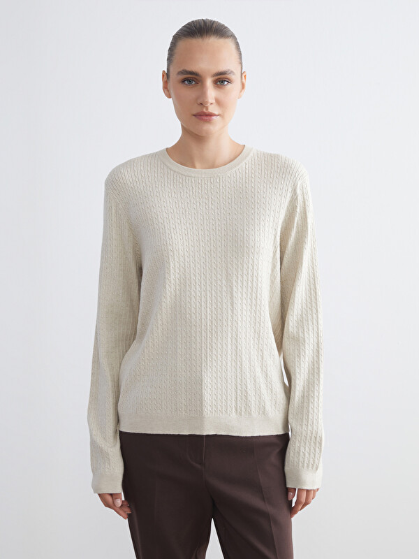 LCWAIKIKI Classic Crew Neck Self-Patterned Women's Knitwear Sweater