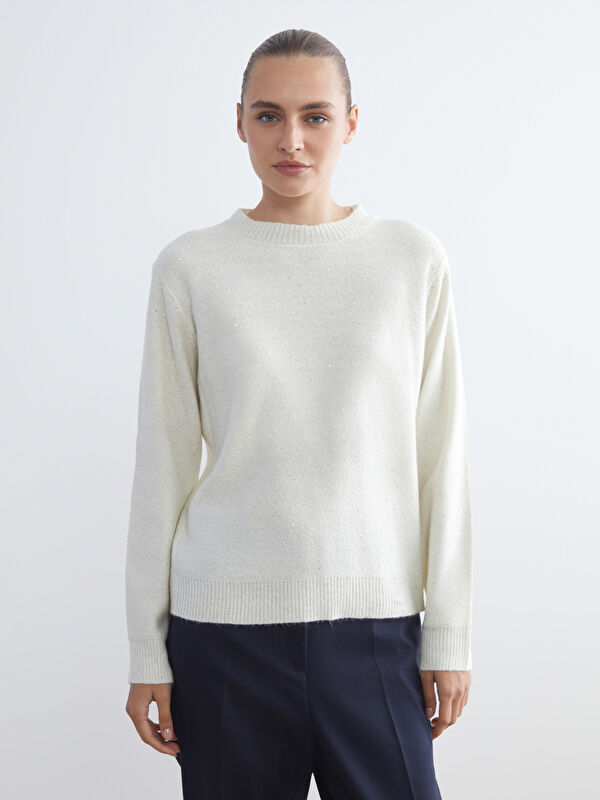 LCWAIKIKI Classic Rundhalsausschnitt Heller Look Langarm Damen Strickpullover