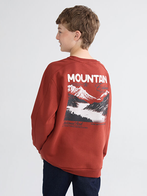 LCW Kids Bisiklet Yaka Baskılı Erkek Çocuk Kalın Sweatshirt