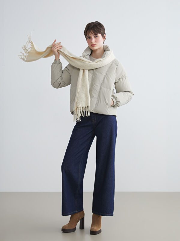 LCW Vision Trichterkragen Oversize Kunstleder Damen Steppmantel