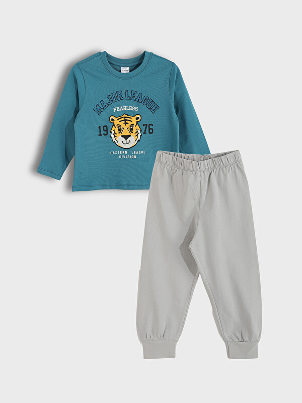 LCW Kids Crew Neck Printed Boys' Pyjamas Set