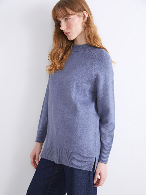 LCW Modest Dik Yaka Oversize Kadın Triko Tunik