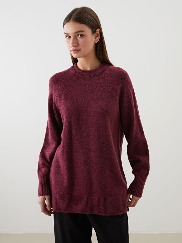 LCW Modest Dik Yaka Oversize Kadın Triko Tunik