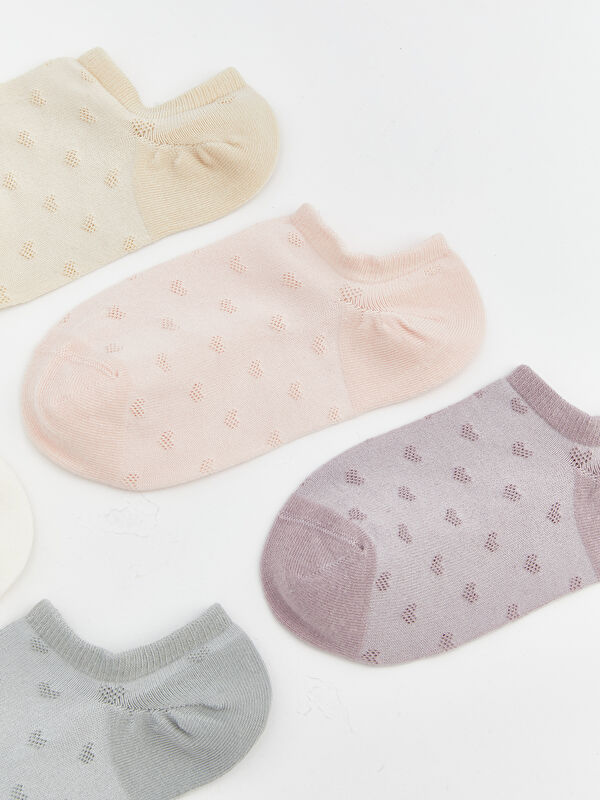 Kalp Nakışlı Kadın Sneaker Çorap 5'li - Görsel 3