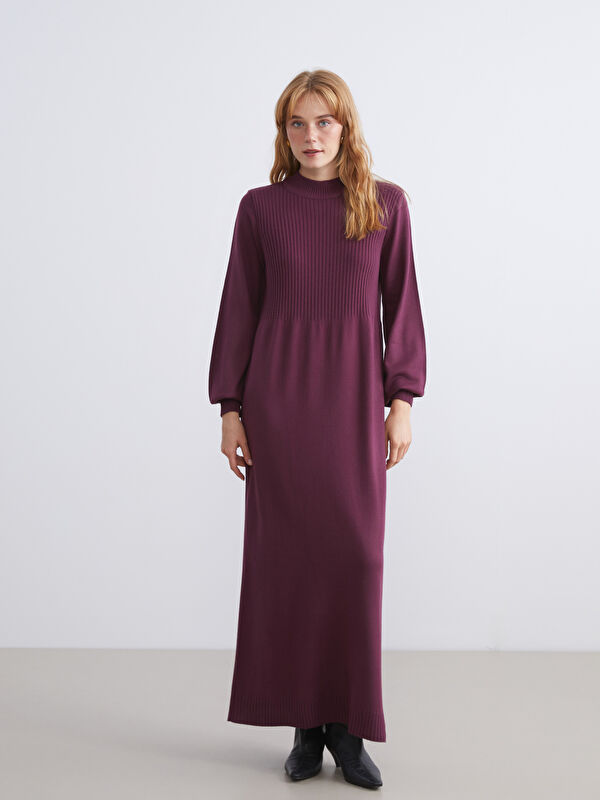 LCW Modest Dik Yaka Triko Elbise