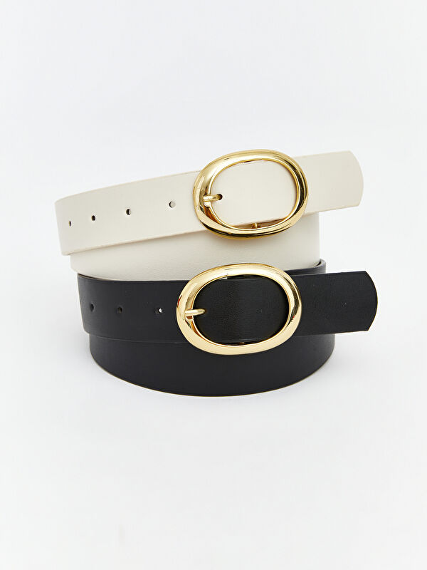 LCW ACCESSORIES Deri Görünümlü Kadın Kemer 2'li