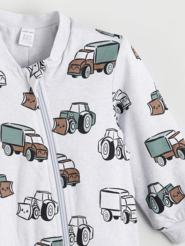 LCW baby Gri 1.6 Tog Bisiklet Yaka Uzun Kollu Erkek Bebek Tulum