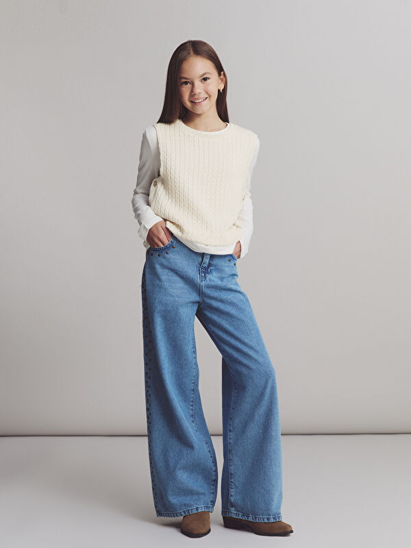 LCW Kids Wideleg Kız Çocuk Jean Pantolon